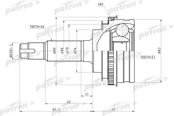Jeu de joints, arbre de transmission PATRON PCV4006