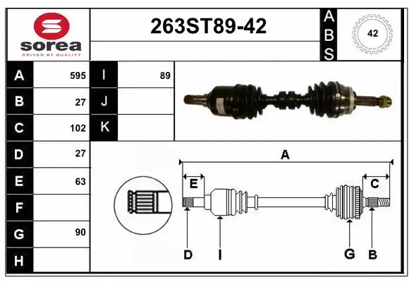 Arbre de transmission STARTCAR 263ST89-42
