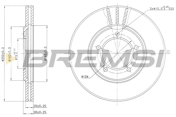 Disque de frein BREMSI CD6147V