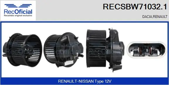 Pulseur d'air habitacle RECOFICIAL RECSBW71032.1