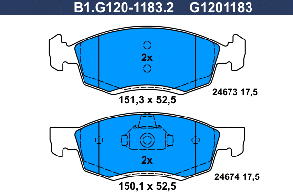 Kit de plaquettes de frein, frein à disque GALFER B1.G120-1183.2