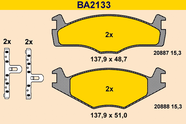 Kit de plaquettes de frein, frein à disque BARUM BA2133