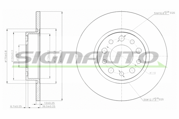 Disque de frein SIGMAUTO DBB452S
