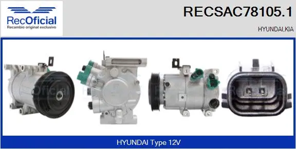 Compresseur, climatisation RECOFICIAL RECSAC78105.1