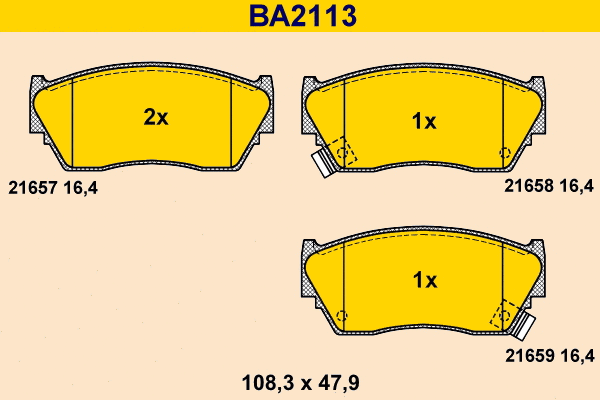 Kit de plaquettes de frein, frein à disque BARUM BA2113