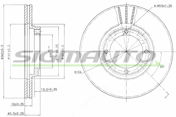 Disque de frein SIGMAUTO DBA389V