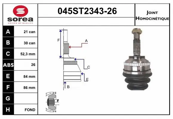 Jeu de joints, arbre de transmission STARTCAR 045ST2343-26