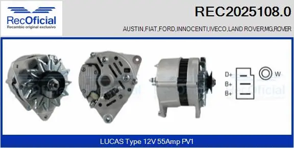 Alternateur RECOFICIAL REC2025108.0