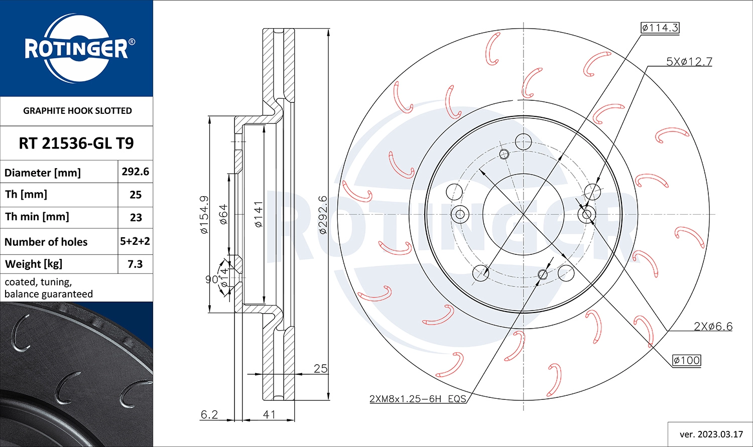 Disque de frein ROTINGER RT 21536-GL T9