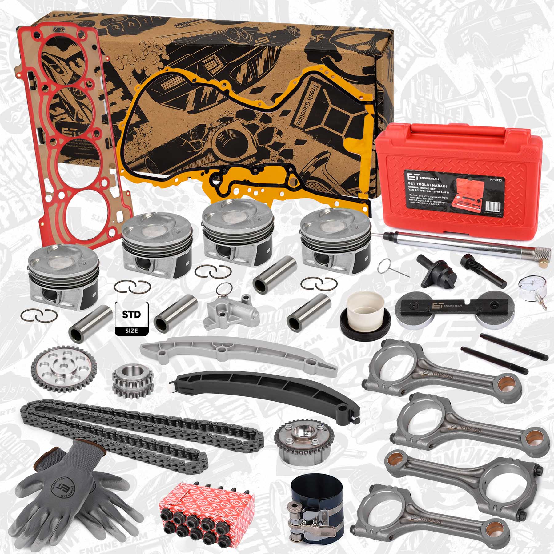 Kit de pistons ET ENGINETEAM PM004800ETVR4