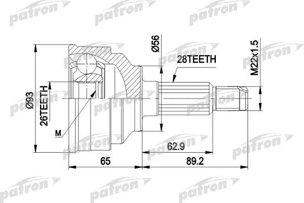 Jeu de joints, arbre de transmission PATRON PCV1291