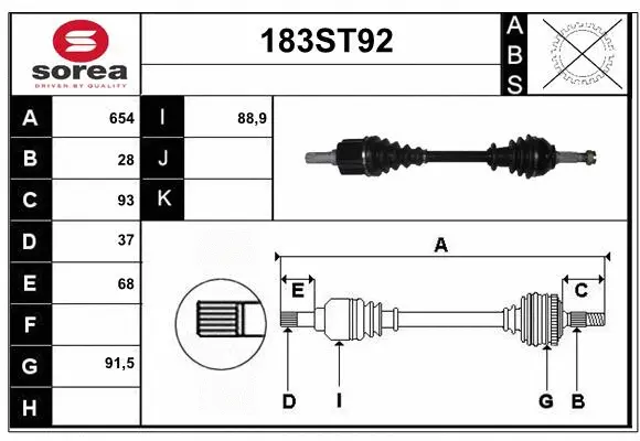 Arbre de transmission STARTCAR 183ST92