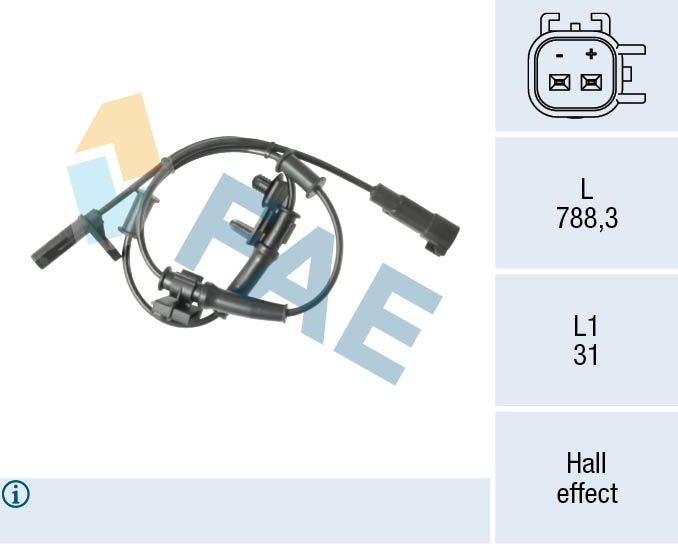 Capteur, vitesse de roue FAE 78623