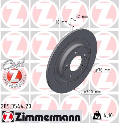 Disque de frein ZIMMERMANN 285.3544.20
