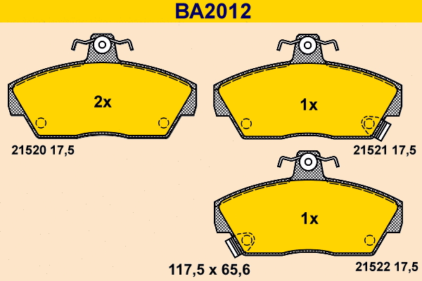Kit de plaquettes de frein, frein à disque BARUM BA2012