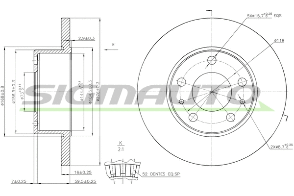 Disque de frein SIGMAUTO DB0196S