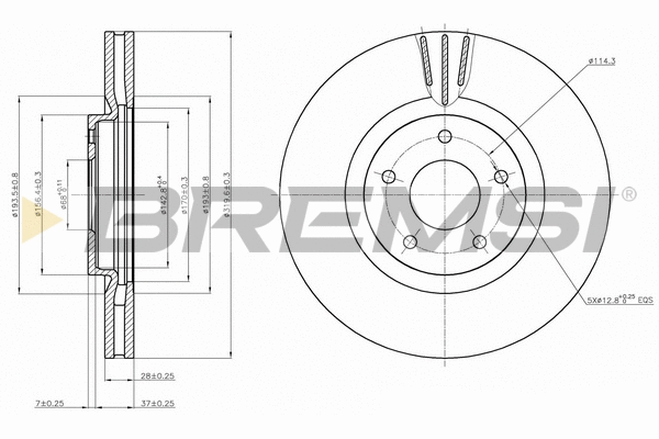 Disque de frein BREMSI CD7724V