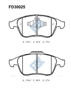 Kit de plaquettes de frein, frein à disque FBK FD30025