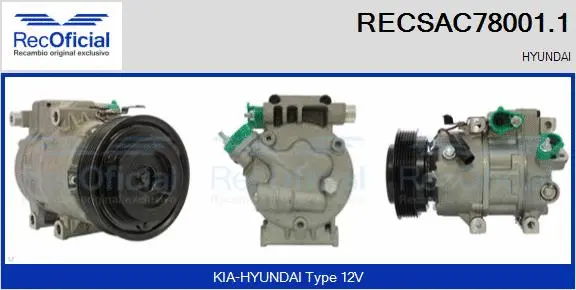Compresseur, climatisation RECOFICIAL RECSAC78001.1
