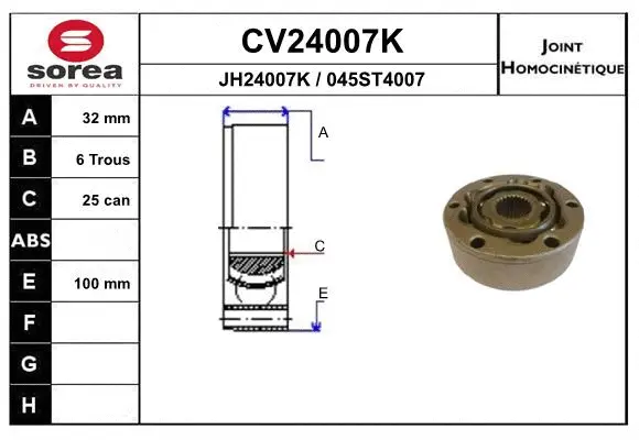 Jeu de joints, arbre de transmission EAI CV24007K