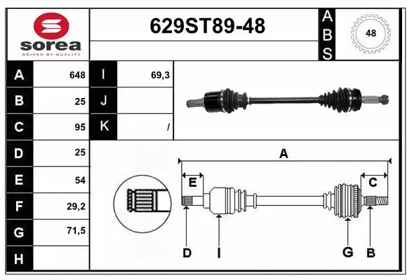 Arbre de transmission STARTCAR 629ST89-48