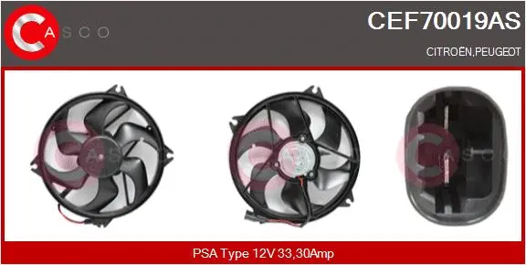 Moteur électrique, ventilateur pour radiateurs CASCO CEF70019AS