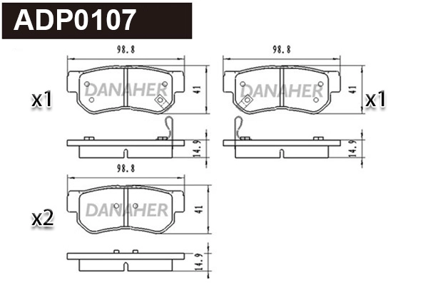 Kit de plaquettes de frein, frein à disque DANAHER ADP0107