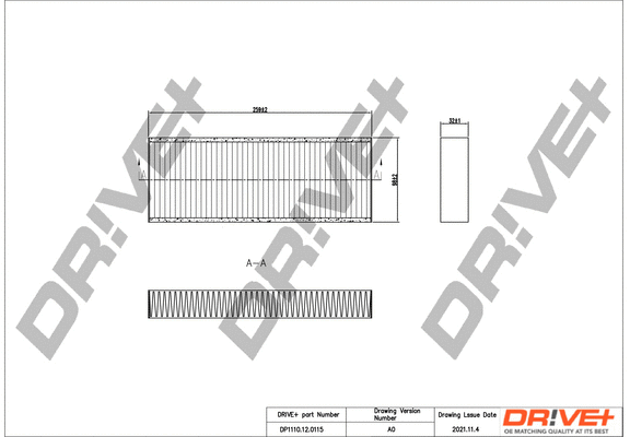 Filtre, air de l'habitacle Dr!ve+ DP1110.12.0115