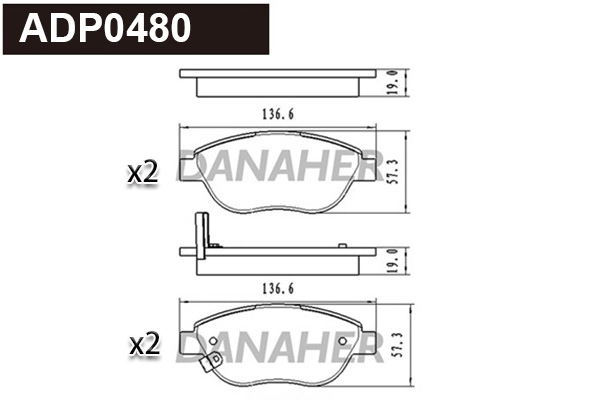 Kit de plaquettes de frein, frein à disque DANAHER ADP0480