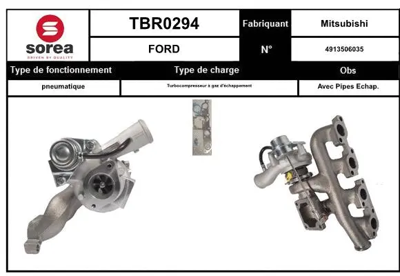 Turbocompresseur, suralimentation SNRA TBR0294