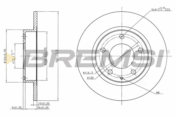 Disque de frein BREMSI CD6524S
