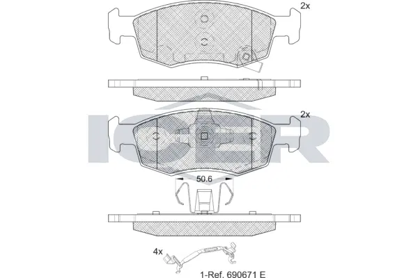 Kit de plaquettes de frein, frein à disque ICER 182422