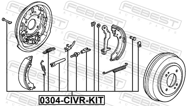 Kit d'accessoires, mâchoires de frein de stationnement FEBEST 0304-CIVR-KIT