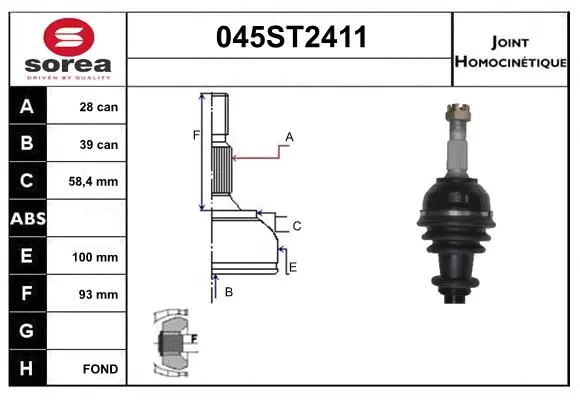 Jeu de joints, arbre de transmission STARTCAR 045ST2411