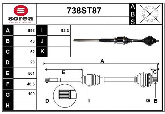 Arbre de transmission STARTCAR 738ST87