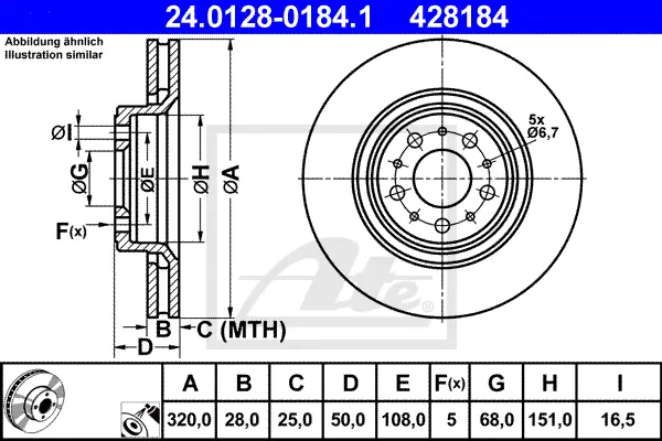 Disque de frein ATE-APAC 24.0128-0184.1