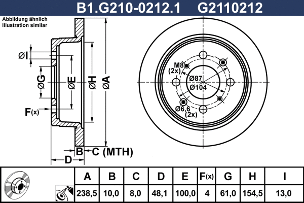 Disque de frein GALFER B1.G210-0212.1