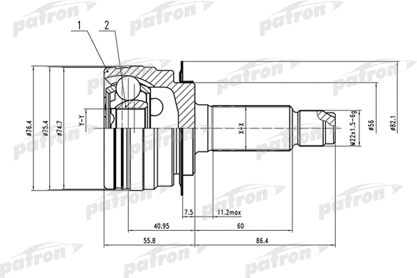 Jeu de joints, arbre de transmission PATRON PCV1555