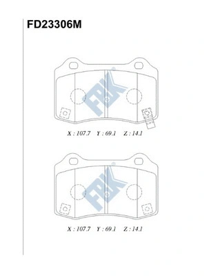 Kit de plaquettes de frein, frein à disque FBK FD23306M