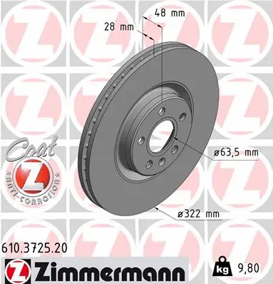 Disque de frein ZIMMERMANN 610.3725.20