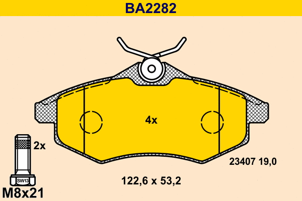 Kit de plaquettes de frein, frein à disque BARUM BA2282