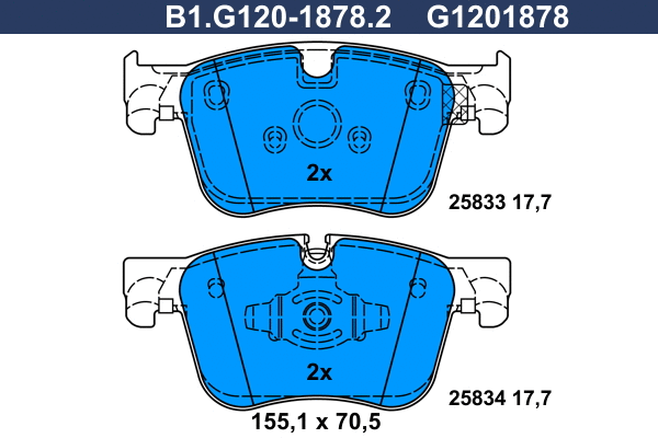 Kit de plaquettes de frein, frein à disque GALFER B1.G120-1878.2