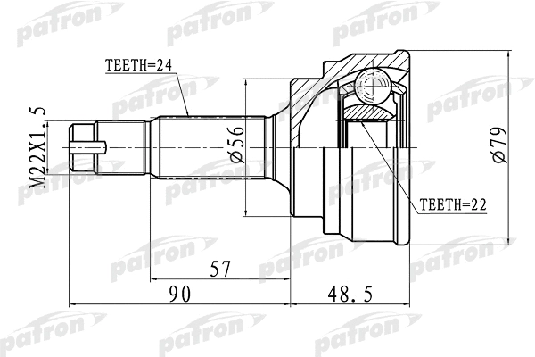 Jeu de joints, arbre de transmission PATRON PCV1307