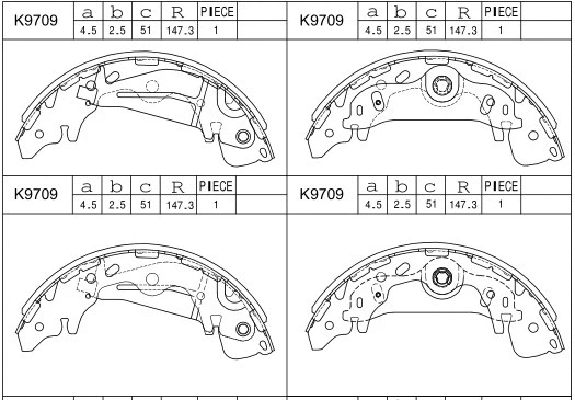 Jeu de mâchoires de frein ASIMCO K9709