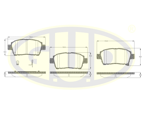 Kit de plaquettes de frein, frein à disque G.U.D. GBP097102