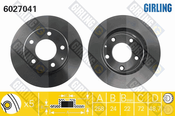 Disque de frein GIRLING 6027041