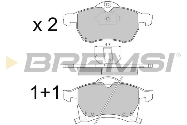 Kit de plaquettes de frein, frein à disque BREMSI BP2811