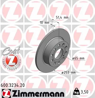 Disque de frein ZIMMERMANN 600.3234.20