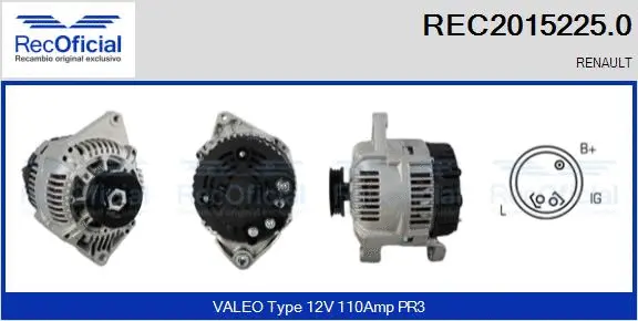 Alternateur RECOFICIAL REC2015225.0