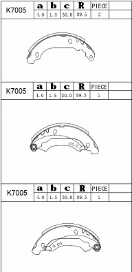 Jeu de mâchoires de frein ASIMCO K7005